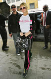 Paris Hilton in white sheer t-shirt in London