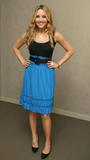 Amanda Bynes in blue dress showing her legs at Seventeen Magazine cover party for the May 2008 issue in Hollywood